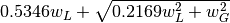 0.5346 w_L + \sqrt{0.2169 w_L^2 + w_G^2}